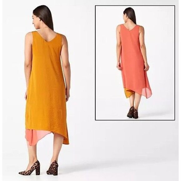 LOGO by Lori Goldstein Solid Satin Reversible Pumpkin/Guava Large - Picture 1 of 3